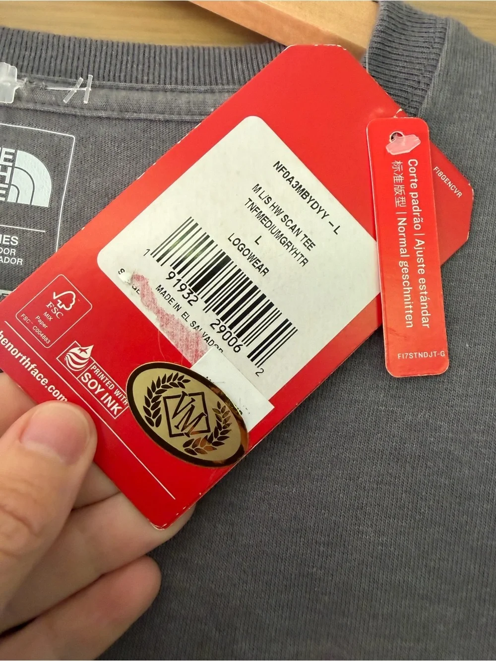 NWT The North Face Charcoal Graphic Logo Long Sleeve Scan Tee / Logo wear / LG
